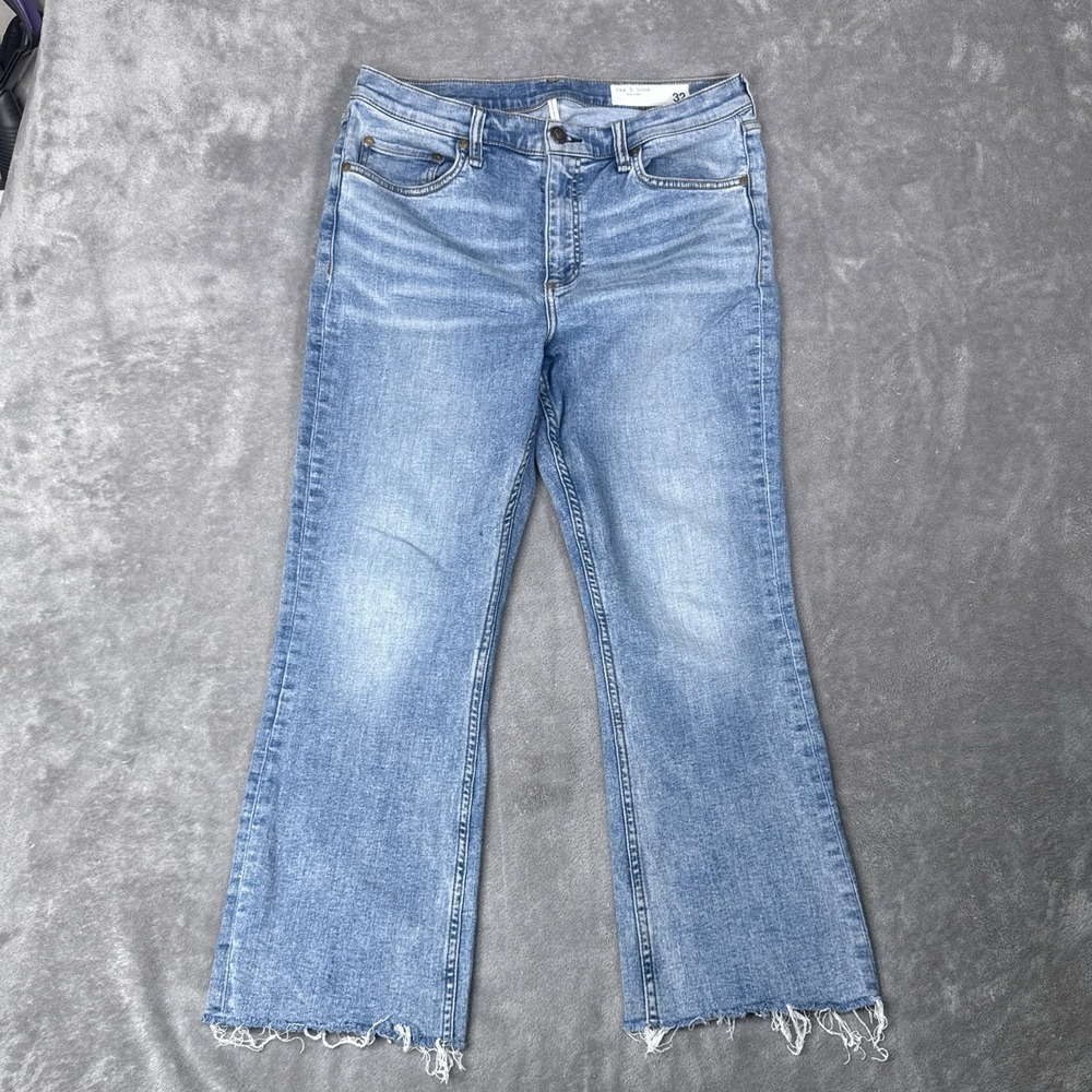 rag & bone Peyton Mid Rise Ankle Bootcut Jeans in Austin Wash Size 32 Raw Hem